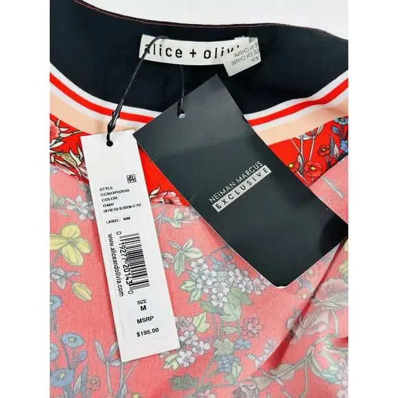 NWT Alice & Olivia Lydia Tie Front Scarf Print Crop Top SzM Versatile Trendy Fun - Picture 7 of 14